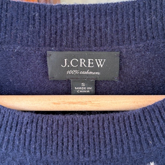 J. Crew 100% Cashmere Women's Navy Star Sweater - Picture 2 of 5